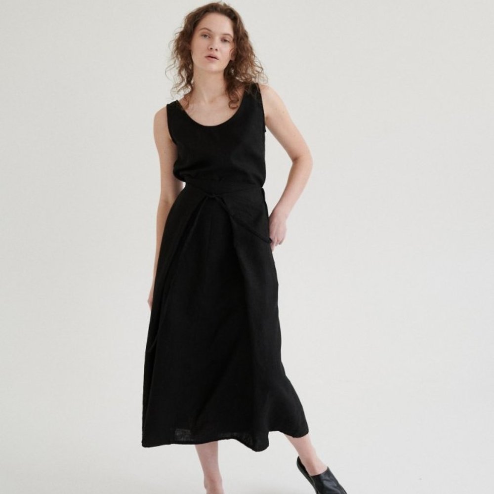 Linenfox Fern Wrap Skirt L-XL Black